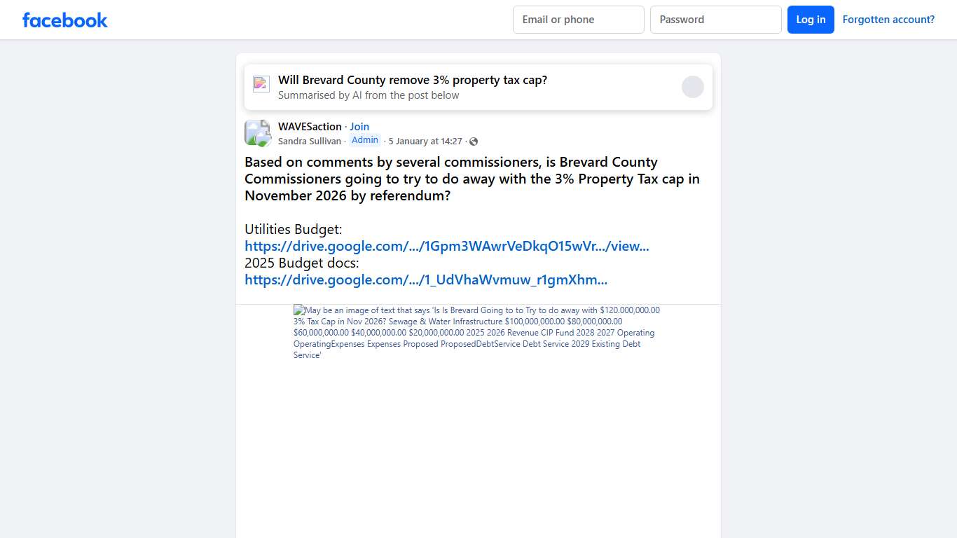 WAVESaction # **Based on comments by several commissioners, is Brevard County Commissioners going to try to do away with the 3% Property Tax cap in November 2026 ... Facebook