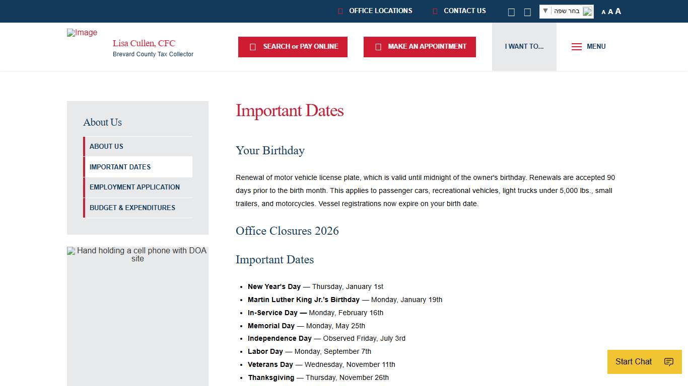 Important Dates – Brevard County Tax Collector